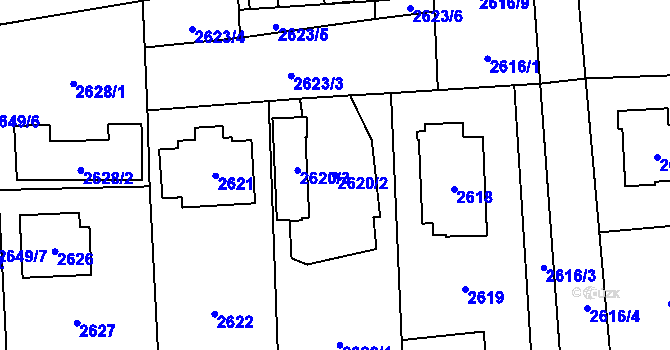 Parcela st. 2620/2 v KÚ Stodůlky, Katastrální mapa