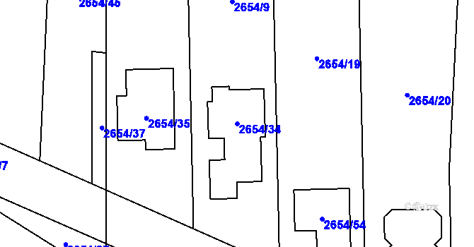 Parcela st. 2654/34 v KÚ Stodůlky, Katastrální mapa