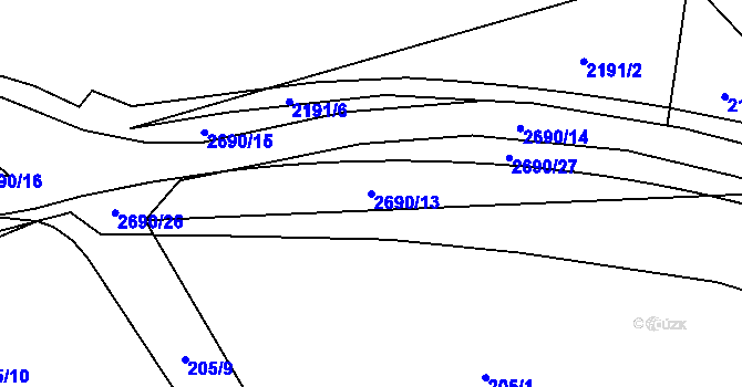 Parcela st. 2690/13 v KÚ Stodůlky, Katastrální mapa