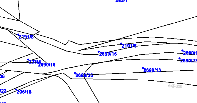 Parcela st. 2690/15 v KÚ Stodůlky, Katastrální mapa