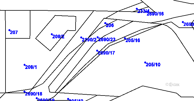 Parcela st. 2690/17 v KÚ Stodůlky, Katastrální mapa