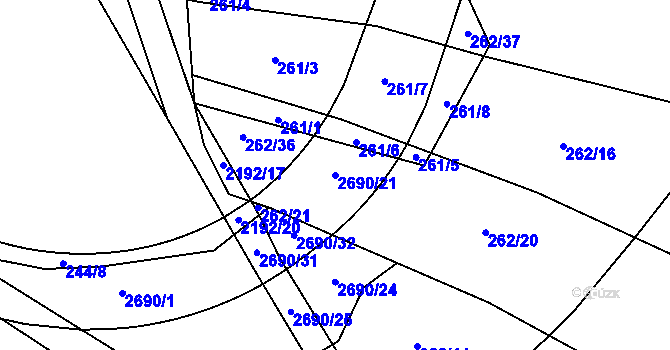 Parcela st. 2690/21 v KÚ Stodůlky, Katastrální mapa