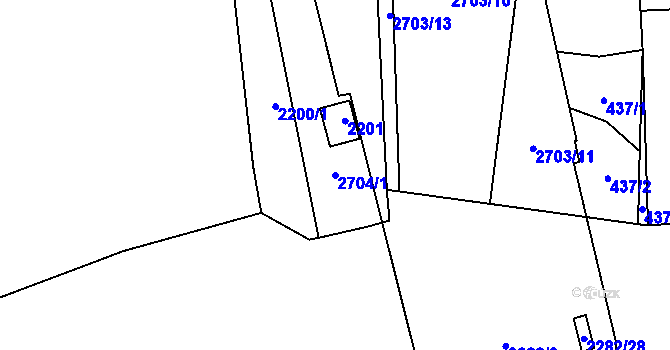 Parcela st. 2704/1 v KÚ Stodůlky, Katastrální mapa
