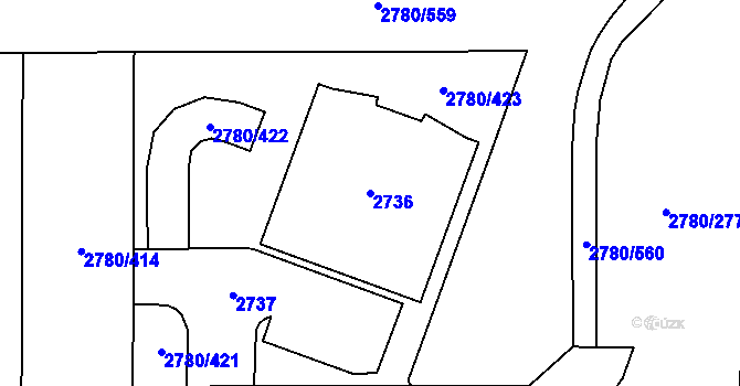 Parcela st. 2736 v KÚ Stodůlky, Katastrální mapa
