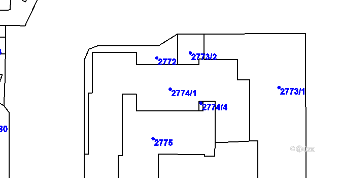 Parcela st. 2774/1 v KÚ Stodůlky, Katastrální mapa