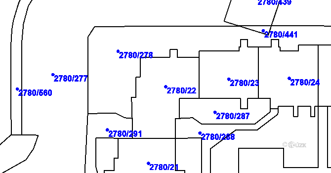 Parcela st. 2780/22 v KÚ Stodůlky, Katastrální mapa