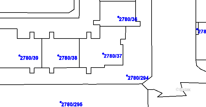 Parcela st. 2780/37 v KÚ Stodůlky, Katastrální mapa