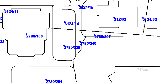 Parcela st. 2780/240 v KÚ Stodůlky, Katastrální mapa