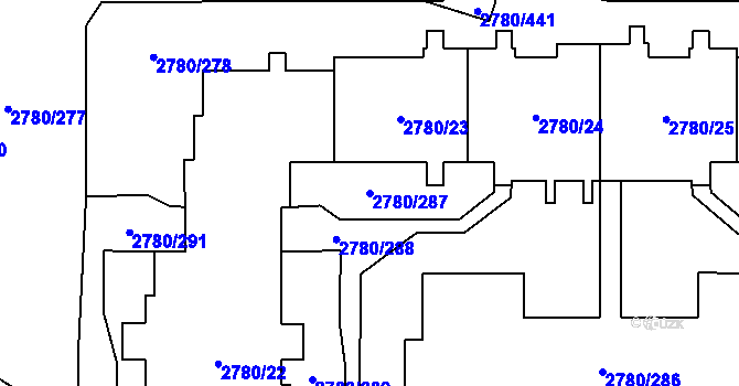 Parcela st. 2780/287 v KÚ Stodůlky, Katastrální mapa