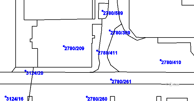 Parcela st. 2780/411 v KÚ Stodůlky, Katastrální mapa