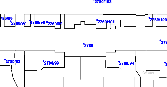Parcela st. 2789 v KÚ Stodůlky, Katastrální mapa