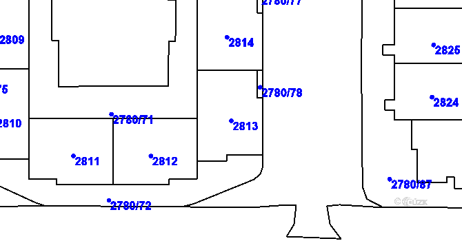Parcela st. 2813 v KÚ Stodůlky, Katastrální mapa