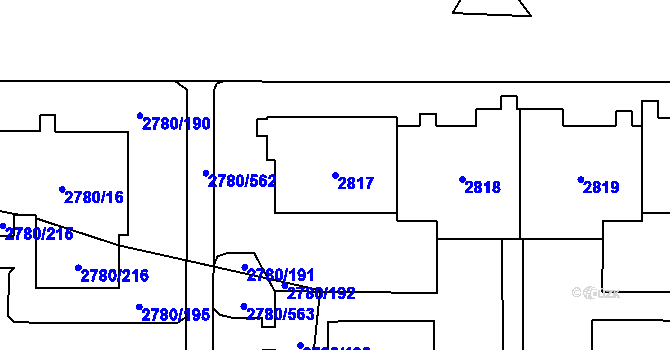 Parcela st. 2817 v KÚ Stodůlky, Katastrální mapa
