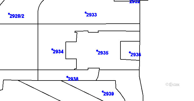 Parcela st. 2935 v KÚ Stodůlky, Katastrální mapa