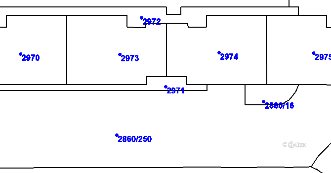 Parcela st. 2971 v KÚ Stodůlky, Katastrální mapa