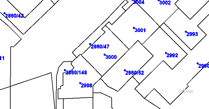 Parcela st. 3000 v KÚ Stodůlky, Katastrální mapa