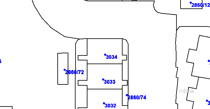 Parcela st. 3034 v KÚ Stodůlky, Katastrální mapa