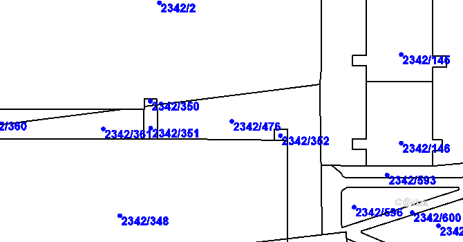 Parcela st. 2342/476 v KÚ Stodůlky, Katastrální mapa
