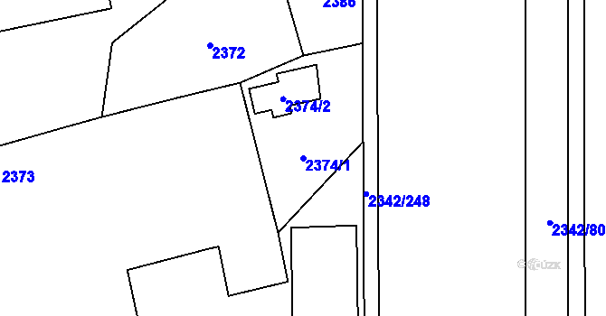Parcela st. 2374/1 v KÚ Stodůlky, Katastrální mapa