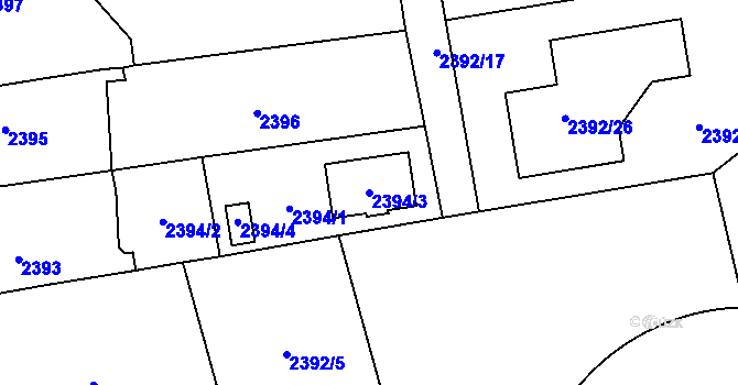 Parcela st. 2394/3 v KÚ Stodůlky, Katastrální mapa