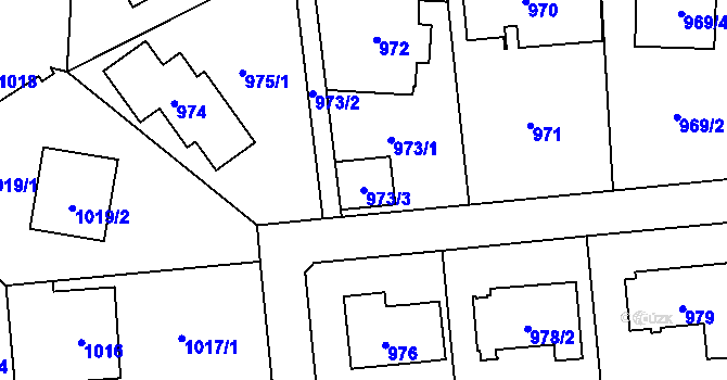 Parcela st. 973/3 v KÚ Stodůlky, Katastrální mapa