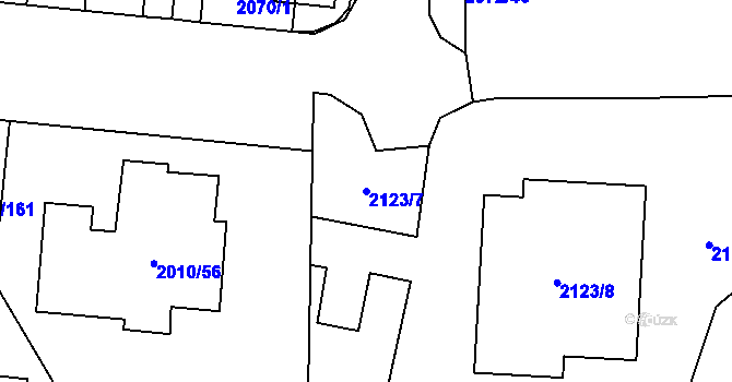 Parcela st. 2123/7 v KÚ Stodůlky, Katastrální mapa