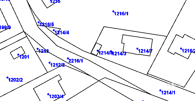 Parcela st. 1214/8 v KÚ Stodůlky, Katastrální mapa