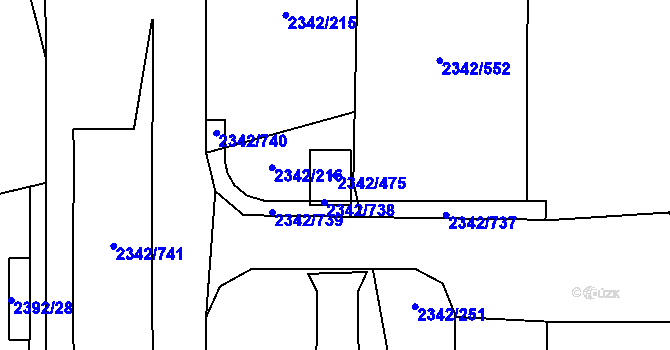 Parcela st. 2342/475 v KÚ Stodůlky, Katastrální mapa