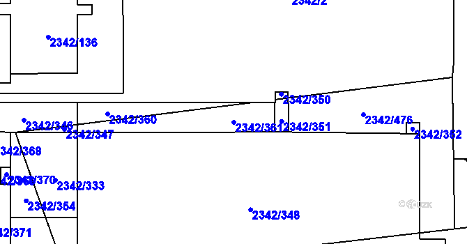 Parcela st. 2342/361 v KÚ Stodůlky, Katastrální mapa