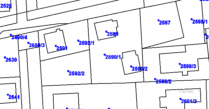 Parcela st. 2590/1 v KÚ Stodůlky, Katastrální mapa