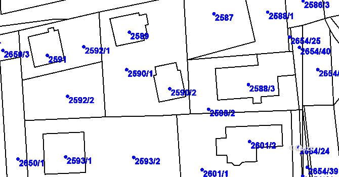 Parcela st. 2590/2 v KÚ Stodůlky, Katastrální mapa