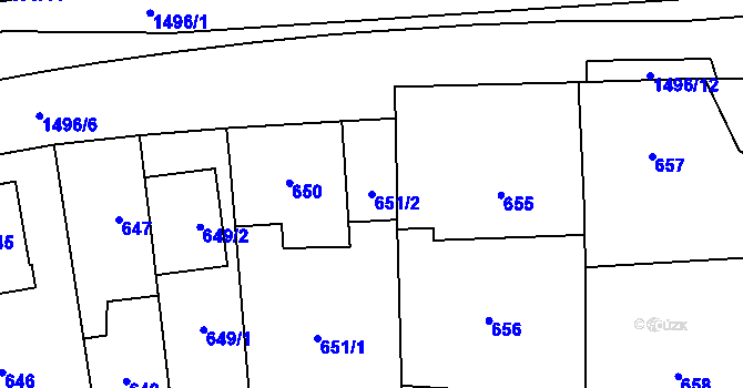 Parcela st. 651/2 v KÚ Stodůlky, Katastrální mapa