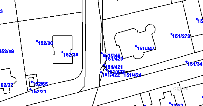 Parcela st. 151/346 v KÚ Stodůlky, Katastrální mapa