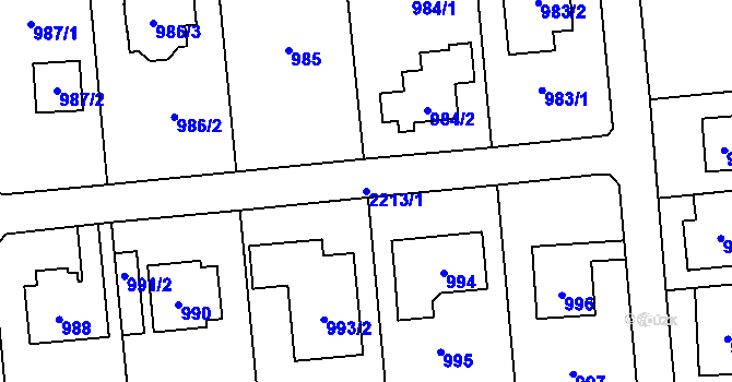 Parcela st. 2213/1 v KÚ Stodůlky, Katastrální mapa