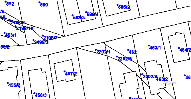 Parcela st. 2202/1 v KÚ Stodůlky, Katastrální mapa