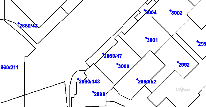 Parcela st. 2860/47 v KÚ Stodůlky, Katastrální mapa