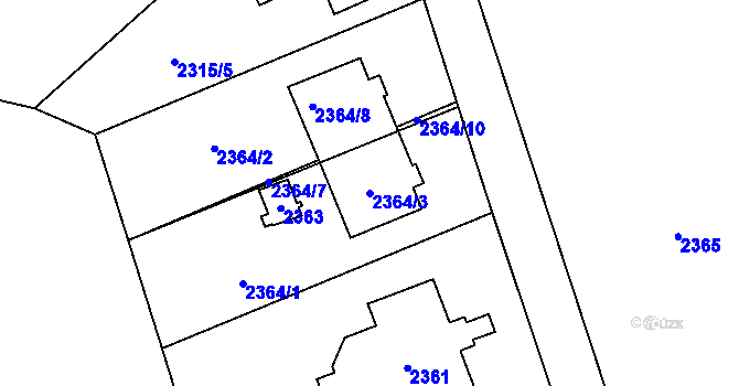 Parcela st. 2364/3 v KÚ Stodůlky, Katastrální mapa