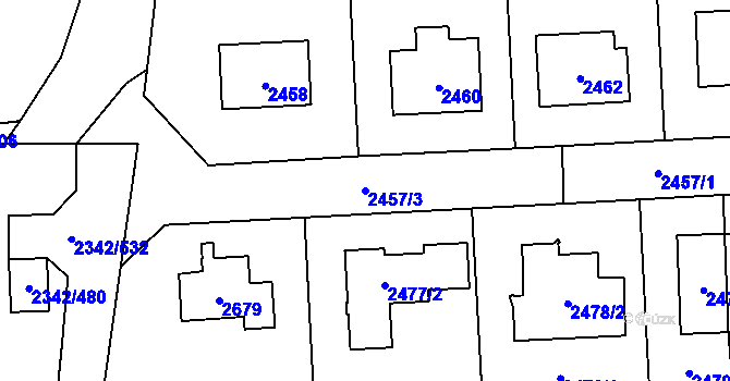 Parcela st. 2457/3 v KÚ Stodůlky, Katastrální mapa