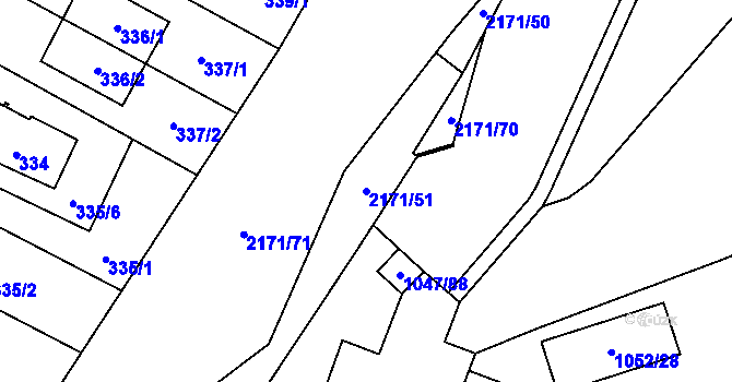 Parcela st. 2171/51 v KÚ Stodůlky, Katastrální mapa