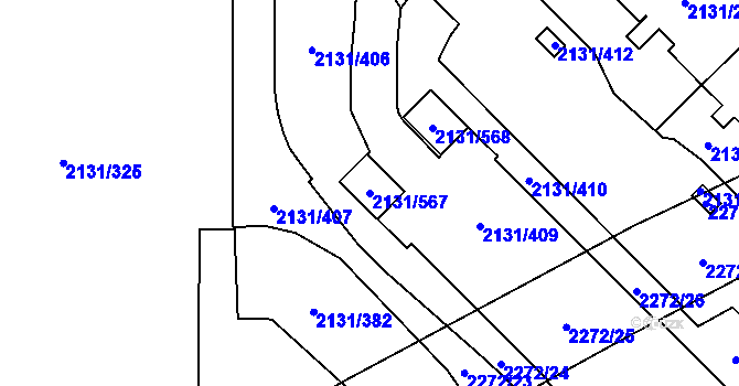 Parcela st. 2131/567 v KÚ Stodůlky, Katastrální mapa