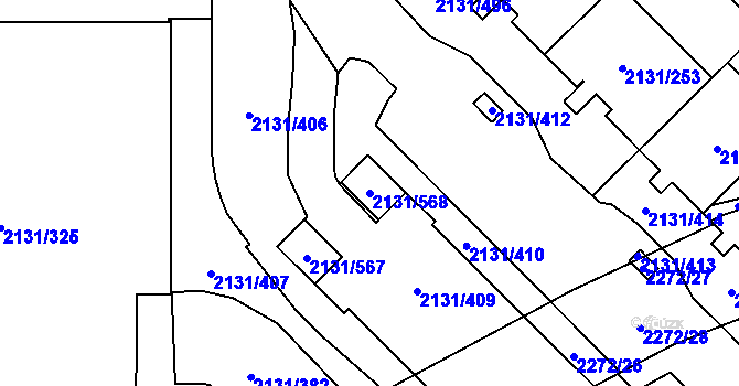 Parcela st. 2131/568 v KÚ Stodůlky, Katastrální mapa