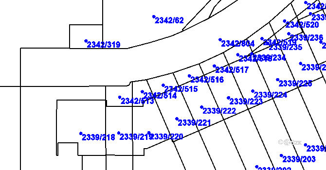 Parcela st. 2342/515 v KÚ Stodůlky, Katastrální mapa