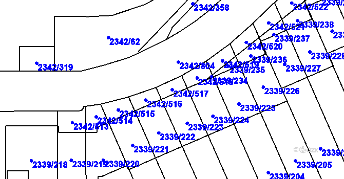 Parcela st. 2342/517 v KÚ Stodůlky, Katastrální mapa