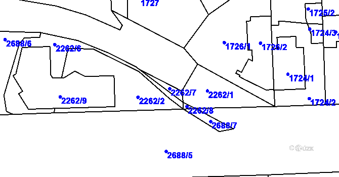 Parcela st. 2262/7 v KÚ Stodůlky, Katastrální mapa