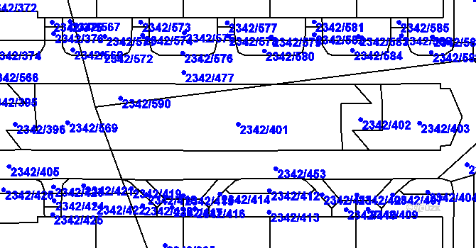 Parcela st. 2342/401 v KÚ Stodůlky, Katastrální mapa