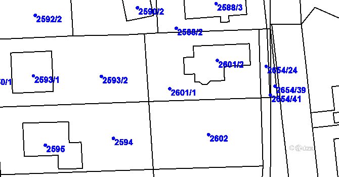 Parcela st. 2601/1 v KÚ Stodůlky, Katastrální mapa