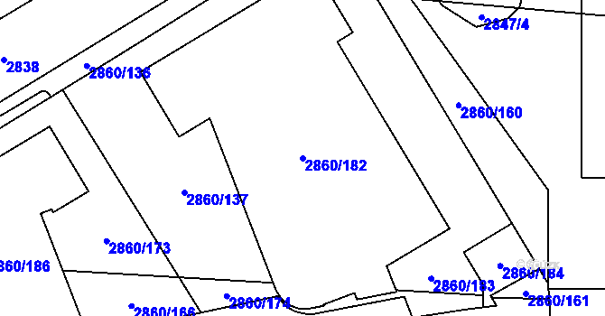 Parcela st. 2860/182 v KÚ Stodůlky, Katastrální mapa