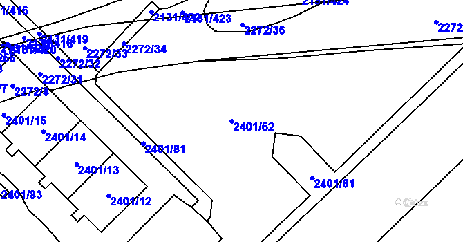 Parcela st. 2401/62 v KÚ Stodůlky, Katastrální mapa