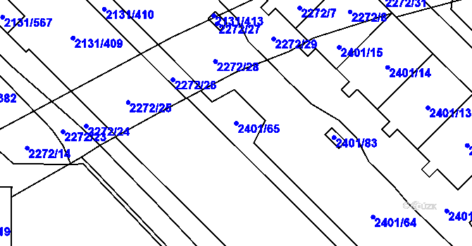 Parcela st. 2401/65 v KÚ Stodůlky, Katastrální mapa