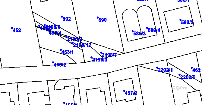 Parcela st. 2198/7 v KÚ Stodůlky, Katastrální mapa